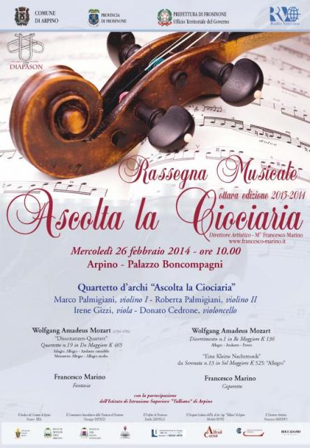 programma del concerto in Arpino